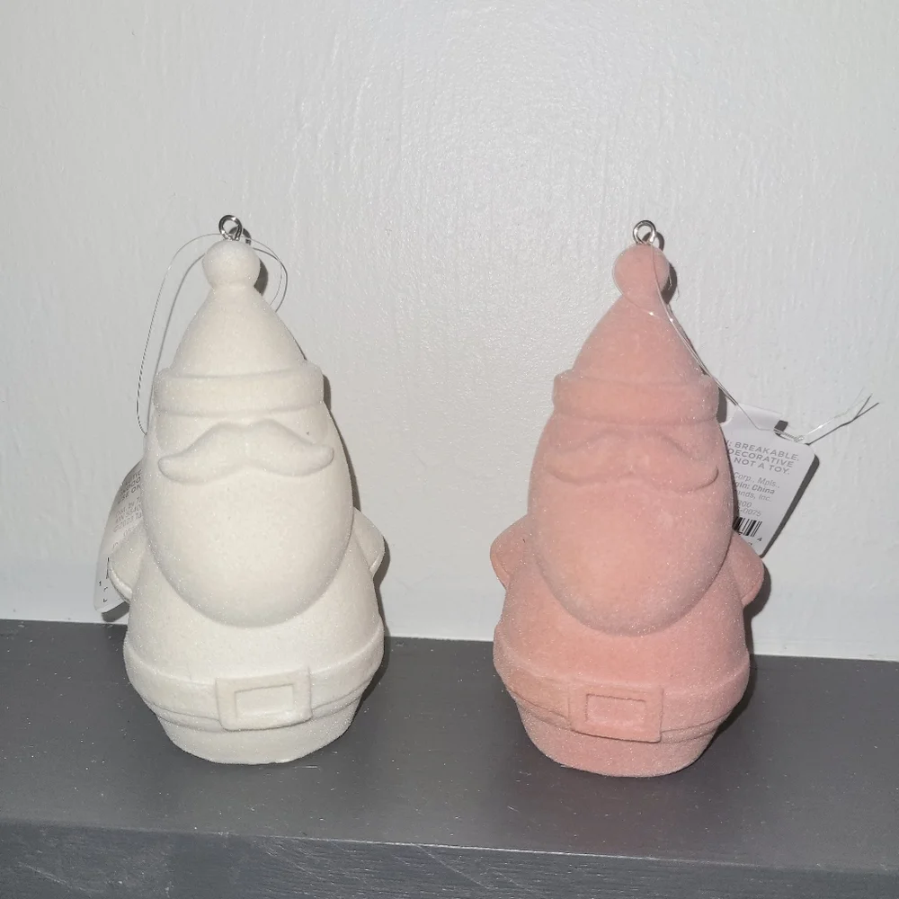 Brand new flocked santa ornaments